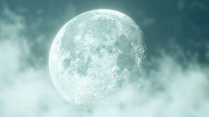   A close-up of an enormous moon in the sky, with numerous water droplets on its surface