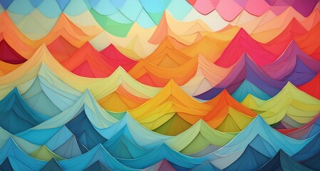 Bold Geometric Dance: Vibrant Abstract Shapes with Chromatic Color Explosion
