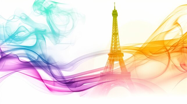 Eiffel Tower with Multicolored Waves