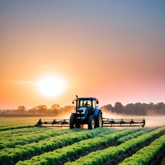 Fototapeta premium Tractor working on field. Agriculture