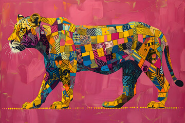 Colorful Patchwork Lion