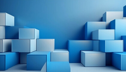 Obraz premium 3d Abstract geometric background with blue 3d cubes with copy space