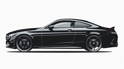 Black color sports car isolated on white background 