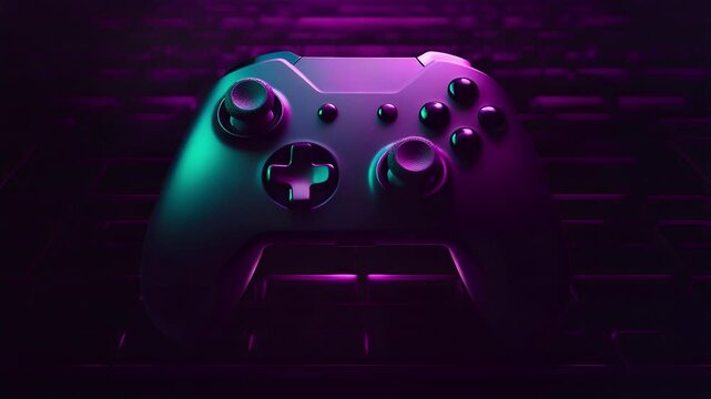Purple themed game console with animated background