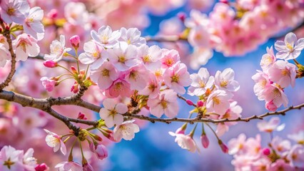 Naklejka premium A cherry blossom branch in full bloom.