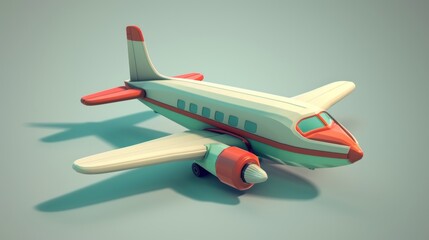 Fototapeta premium A three-dimensional cartoon icon of an airplane.