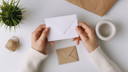 An agent sending a thank-you note to a customer, appreciative and thoughtful, right third copy space