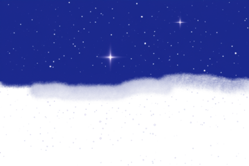 A blue sky with white clouds and a starry sky