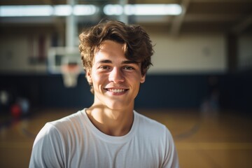 Obraz premium Portrait of a smiling teenage male Caucasian basketball player