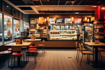 Interior of a fast food restaurant