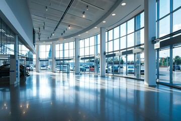 Interior of a empty modern car dealership