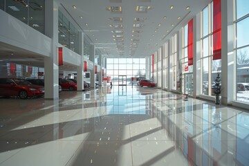 Interior of a empty modern car dealership