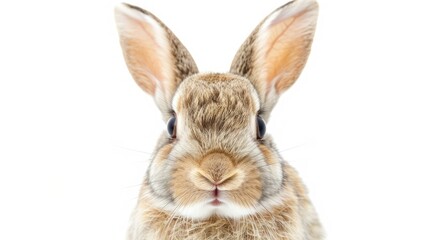 Fototapeta premium Adorable bunny with a curious expression, looking at the camera, isolated on white