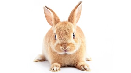 Fototapeta premium Adorable rabbit looking at the camera with curiosity, isolated on a white background