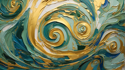 Swirling Blue and Gold Abstract Design