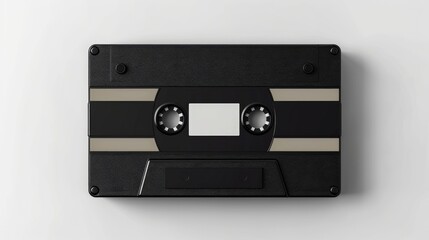 Obraz premium Black cassette mockup on white background isolated in 90s style