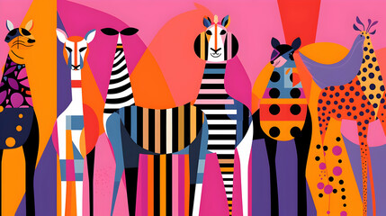 Colorful Geometric Animal Art
