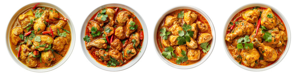 Chicken curry set on transparent background