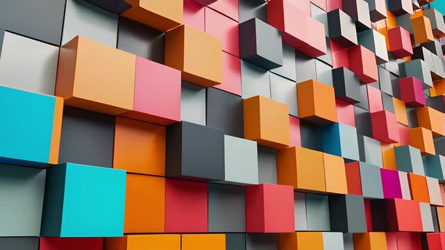 Jagged squares in bold colors forming a modern geometric tile wall that demands attention.