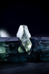 Ludlamite crystal on Vivianite. Specimen from Cabeça do Cachorro Claim, Brazil. Micro photography...