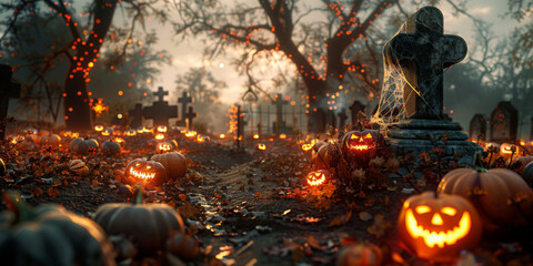 Halloween day eyes of Jack O' Lanterns trick or treating Samhain All Hallows' Eve All Saints' Eve All hallowe'en spooky Horror Ghost Demon background October 31