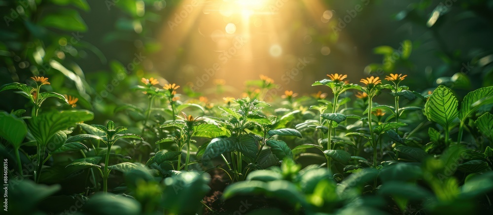 Poster Sunlight Filtering Through a Lush Garden