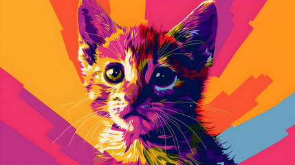 Colorful Pop Art Kitten