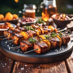 Pinchos de carne a la barbacoa