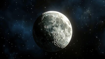 Obraz premium An artist's depiction of the moon in a starlit night sky with stars in the foreground