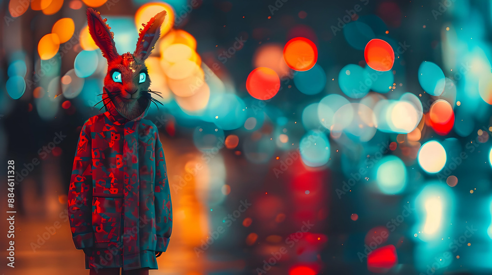 Wall mural Rabbit in the City Lights