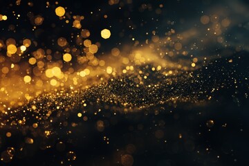 Magical golden sparkles dance in the dark. Like fairy dust or champagne bubbles, they swirl and float, creating a dreamy glow.