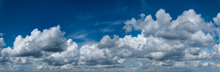 Blue sky and white clouds, wide panorama