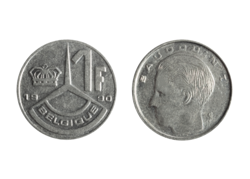 Isolated png photo of 5 Belgium 1925 centimes coin on transparent background.