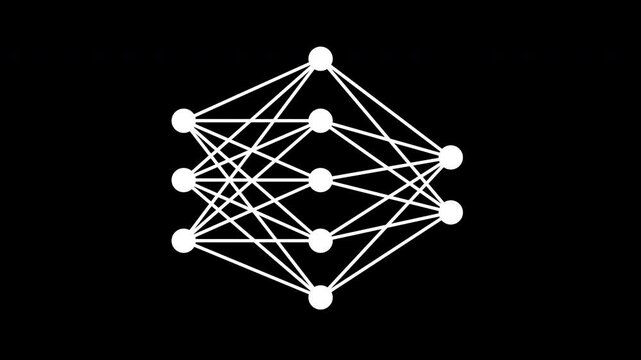 animation of machine learning the schema with one hidden, input and output layers, simple visualisation of neural network