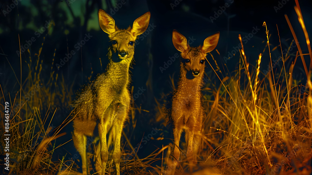 Canvas Prints Two Fawns in the Night