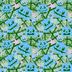 Halloween pumpkins seamless monsters pattern for wrapping paper and fabric