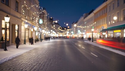 Obraz premium Festive Lights in the Winter Cityscape