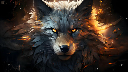 Fiery Wolf Portrait