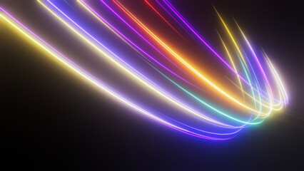 illustration of ascending colorful neon glowing lines