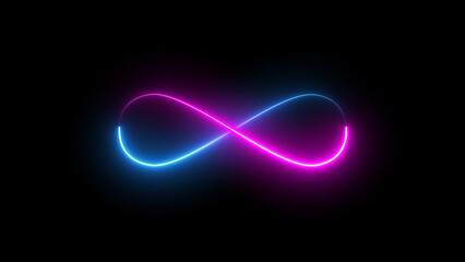 3D illustration of neon infinity sign