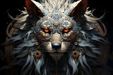 Naklejka premium Steampunk Lion