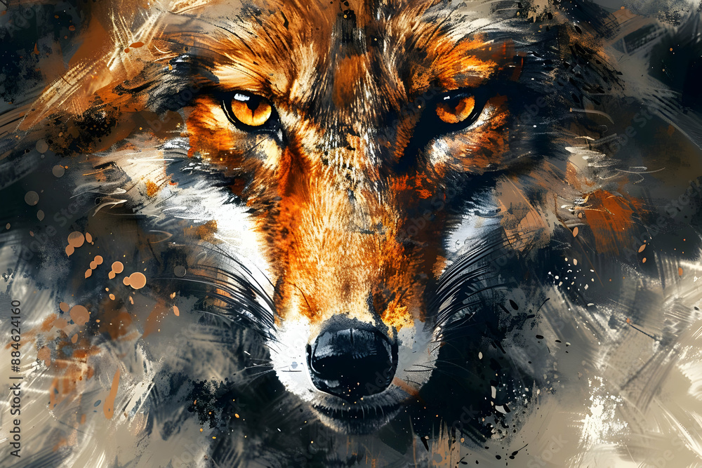 Canvas Prints Fierce Fox Watercolor Painting