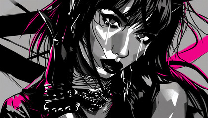 Ilustra&ccedil;&atilde;o vampira mulher dark sombras fortes IA Generativa