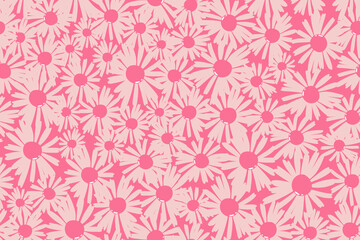 Hand drawn flowers, seamless pattern with florals for fabric, textiles, clothing, wrapping paper, cover, banner, interior decor