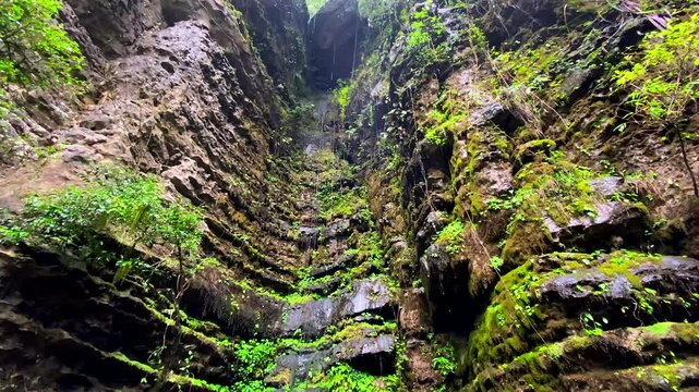 Beautiful view of wei sawdong falls in megahalaya cherrapunji. The best tourist attraction in cherrapunji  meghalaya in India.