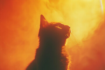 Cat Silhouette in Golden Light