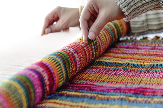Weaving Colorful Threads on Loom