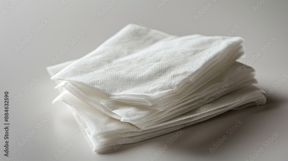 Poster a pile of clean white towels resting on a table