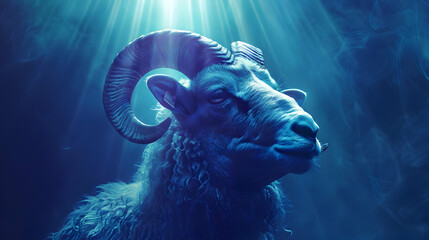 Majestic Ram in Blue Light