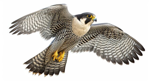 Magnificent peregrine falcon gracefully spreads its wings as it soars, symbolizing wild freedom and agility